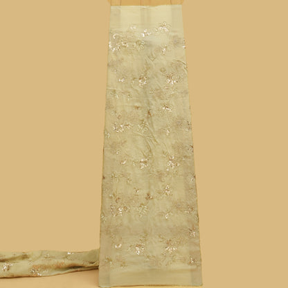 Beige Color Tissue Embroidery Fabric