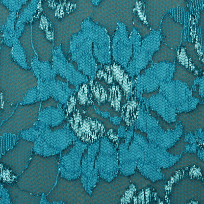 Teal Blue Color Chantilly Lace Fabric