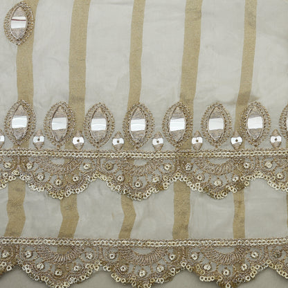 Beige Color Tissue Embroidery Fabric