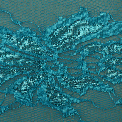 Teal Blue Color Chantilly Lace Fabric