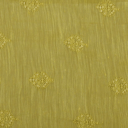 Yellow Color Linen Embroidery Fabric