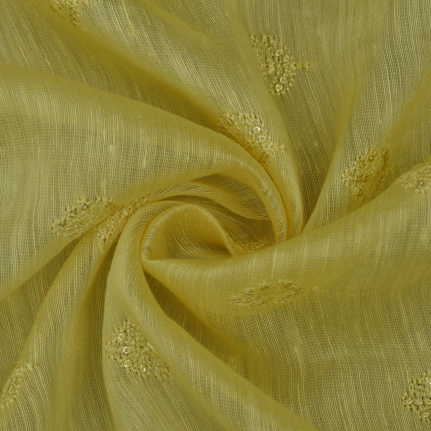 Yellow Color Linen Embroidery Fabric