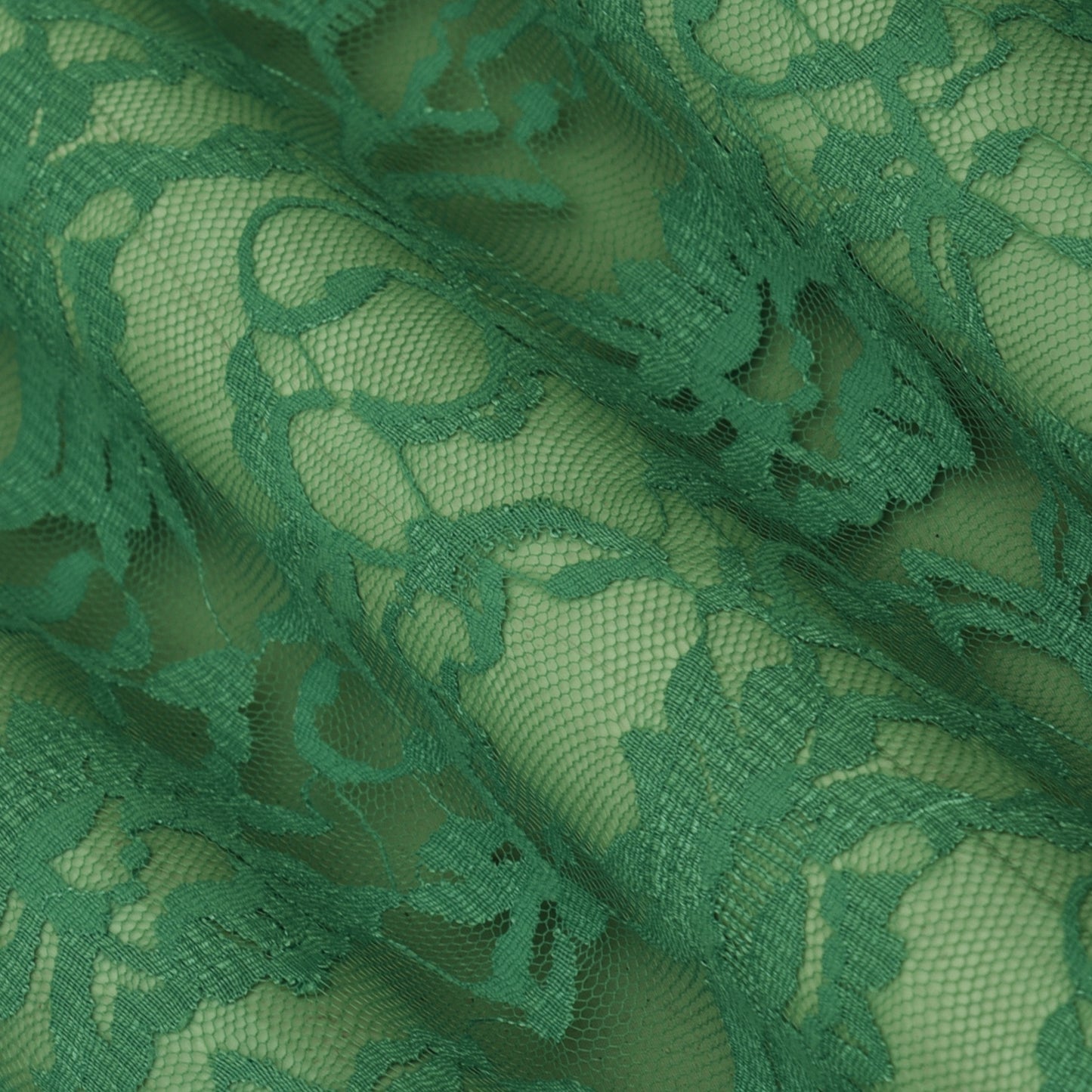 Pista Green Color Chantilly Lace Fabric