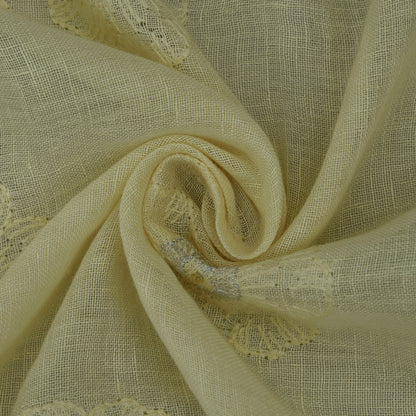 Cream Color Linen Embroidery Fabric