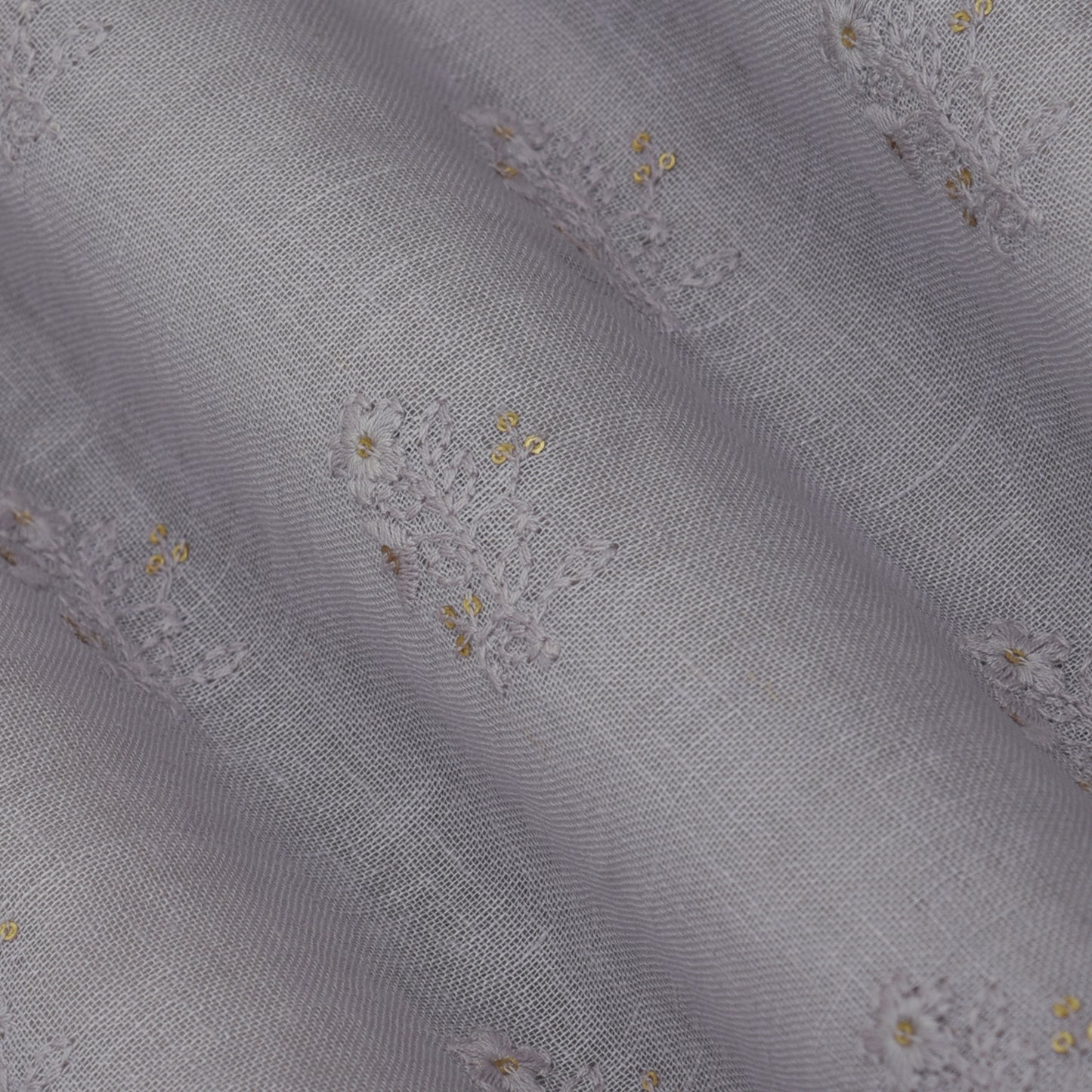 Mauve Color Linen Embroidery Fabric