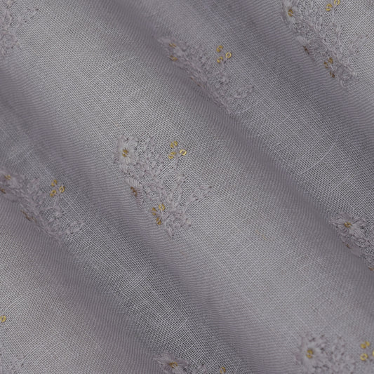 Mauve Color Linen Embroidery Fabric