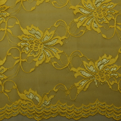 Yellow Color Chantilly Lace Fabric