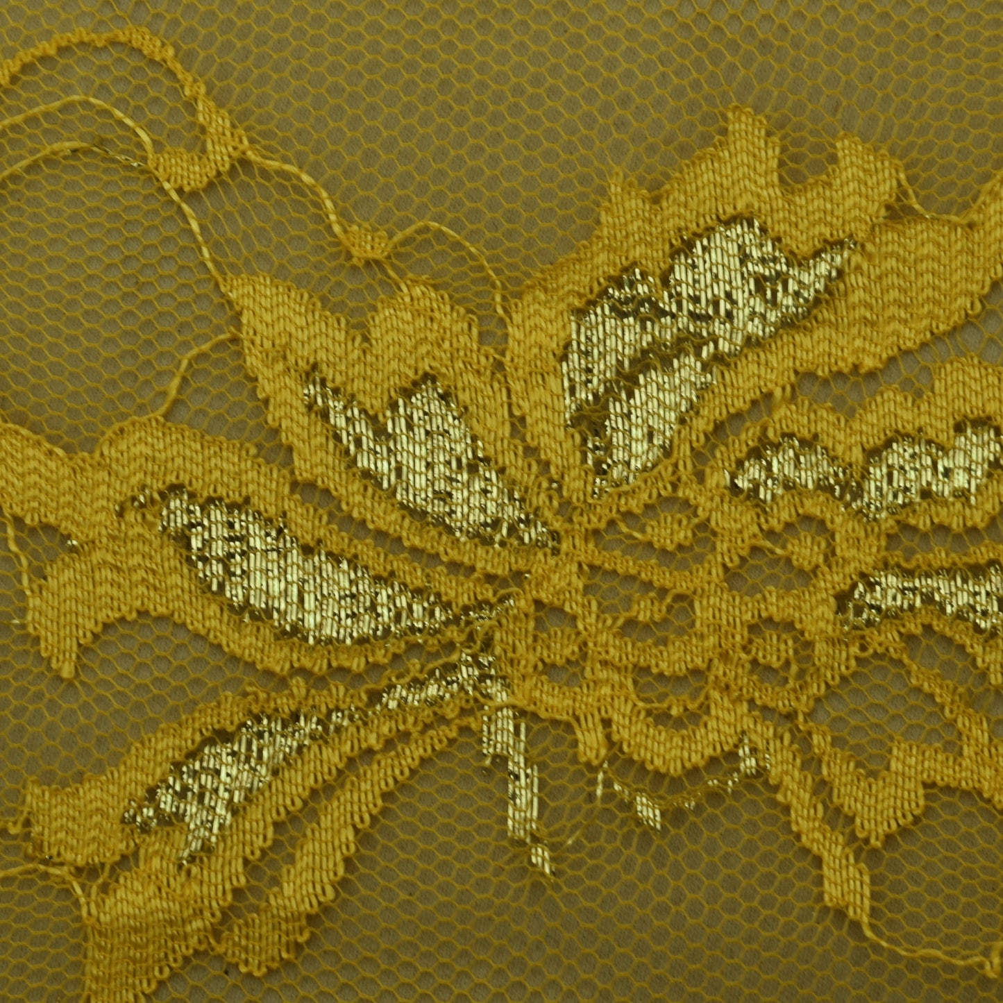 Yellow Color Chantilly Lace Fabric