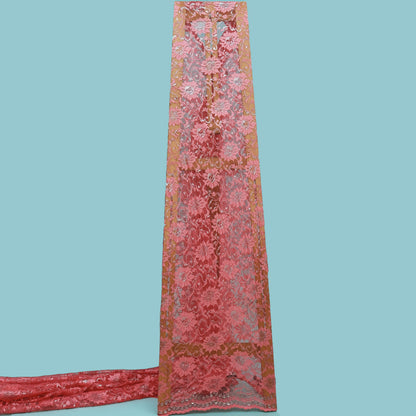 Pink Color Chantilly Lace Fabric