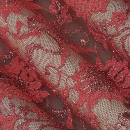 Pink Color Chantilly Lace Fabric