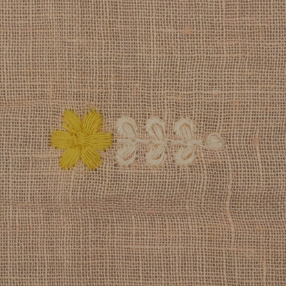 Peach Color Linen Embroidery Fabric