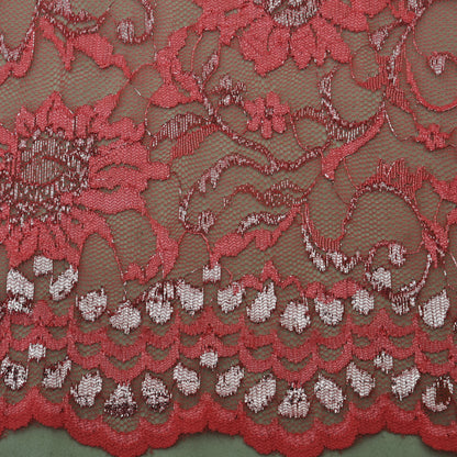 Pink Color Chantilly Lace Fabric