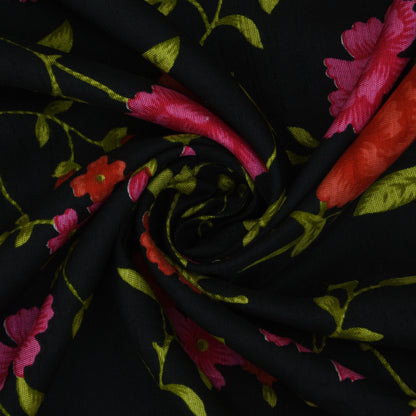 Multicolor Slub Chanderi Print Fabric