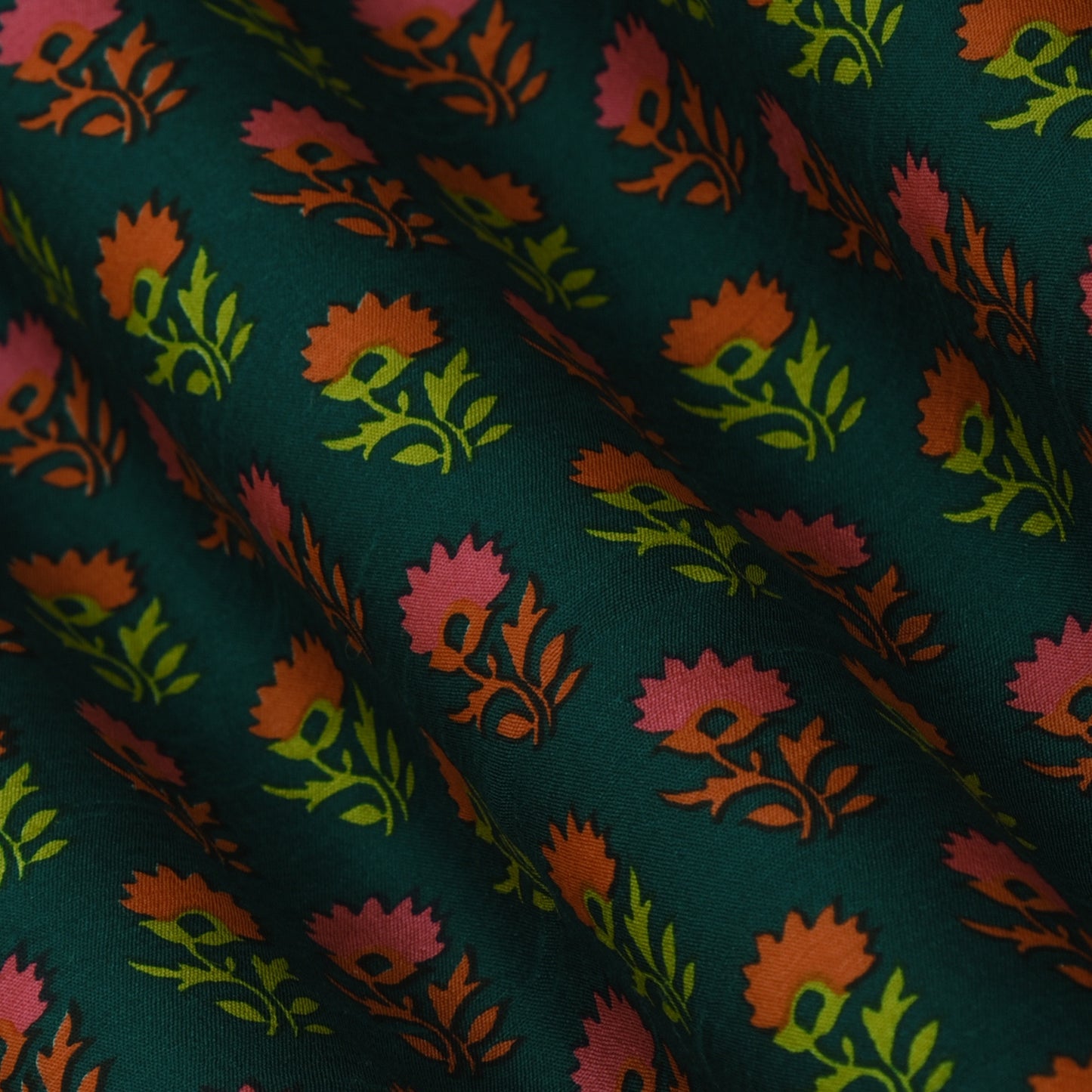 Multicolor Slub Chanderi Print Fabric