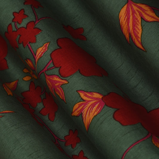 Multicolor Slub Chanderi Print Fabric