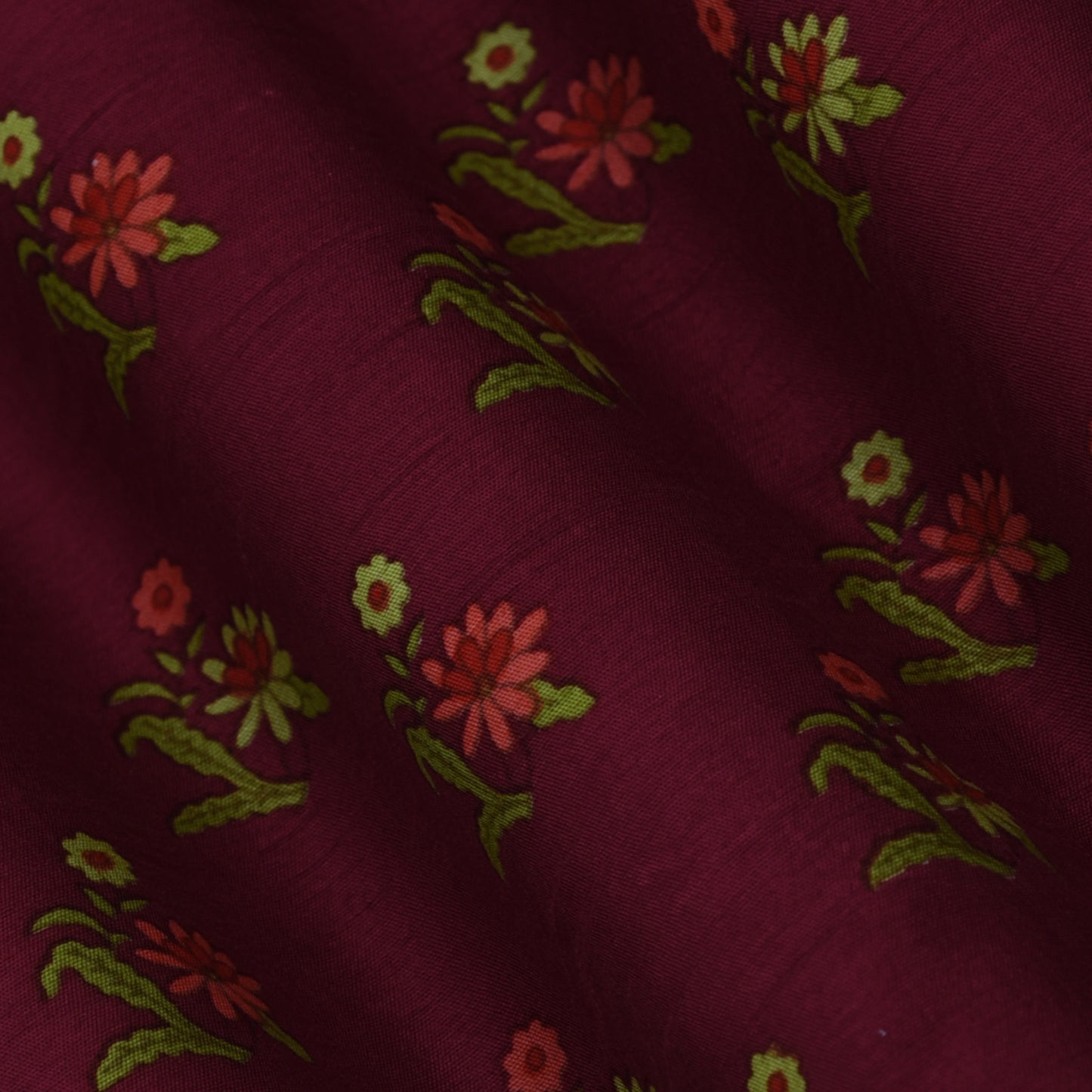 Multicolor Slub Chanderi Print Fabric