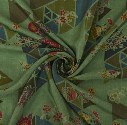 Multicolor Floral Crepe Print Fabric