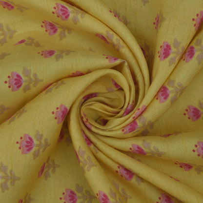 Multicolor Slub Chanderi Print Fabric