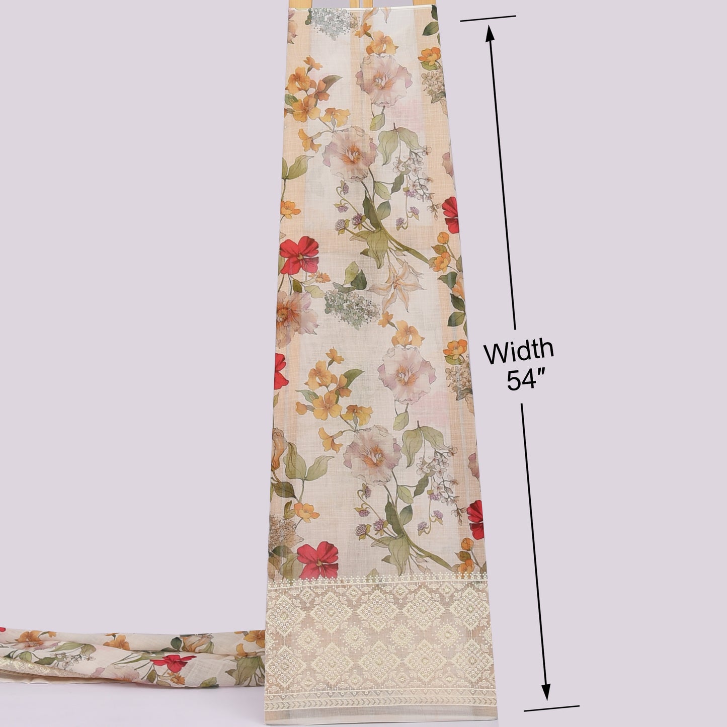 Linen Border Print Embroidery Fabric