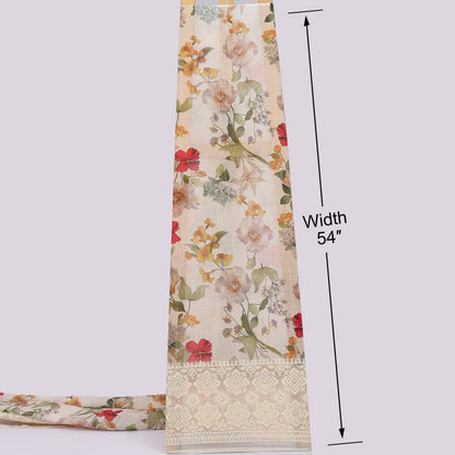 Linen Border Print Embroidery Fabric