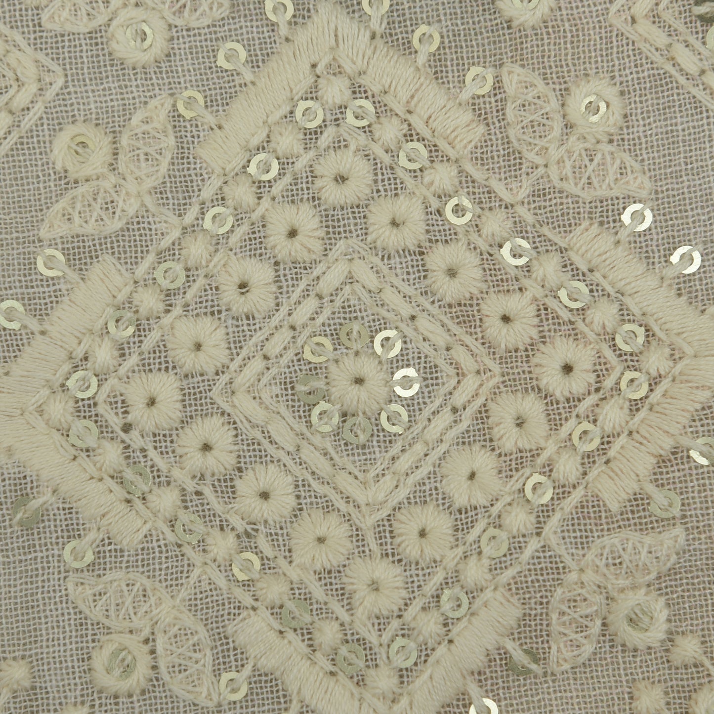 Linen Border Print Embroidery Fabric