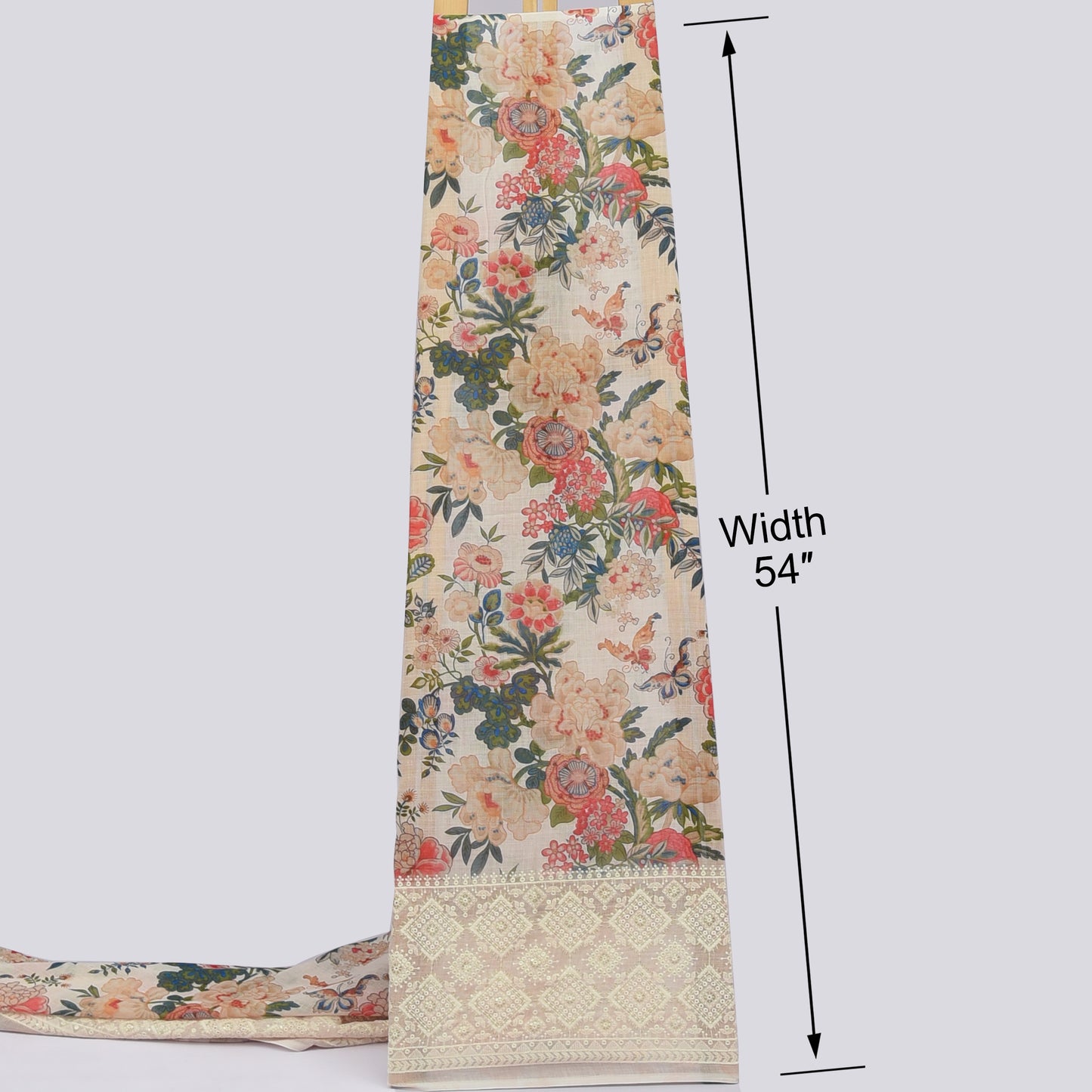 Linen Border Print Embroidery Fabric