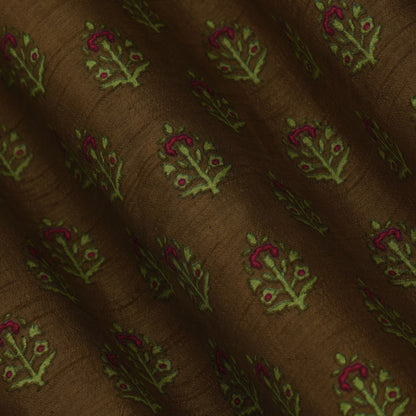 Multicolor Slub Chanderi Print Fabric