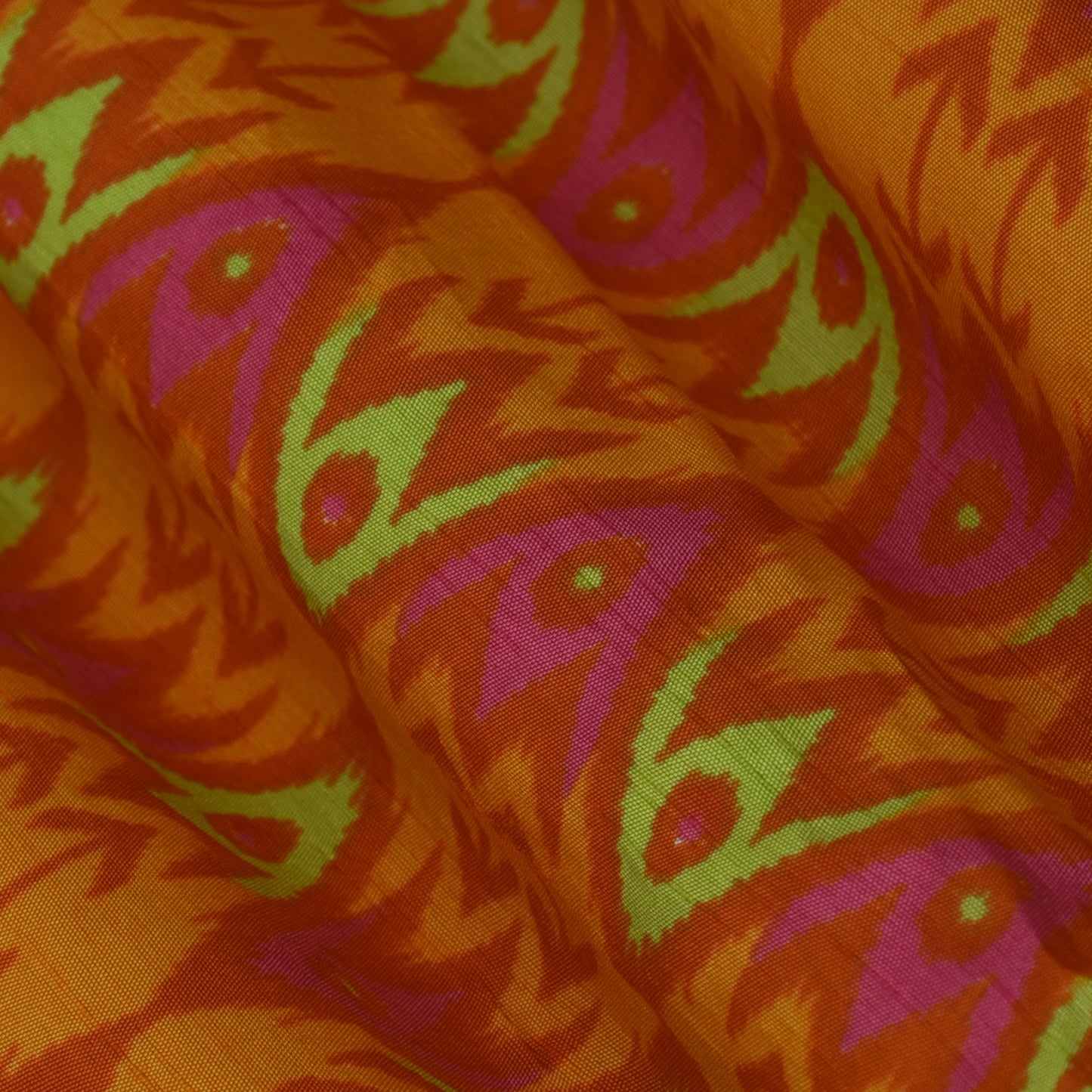 Multicolor Slub Chanderi Print Fabric