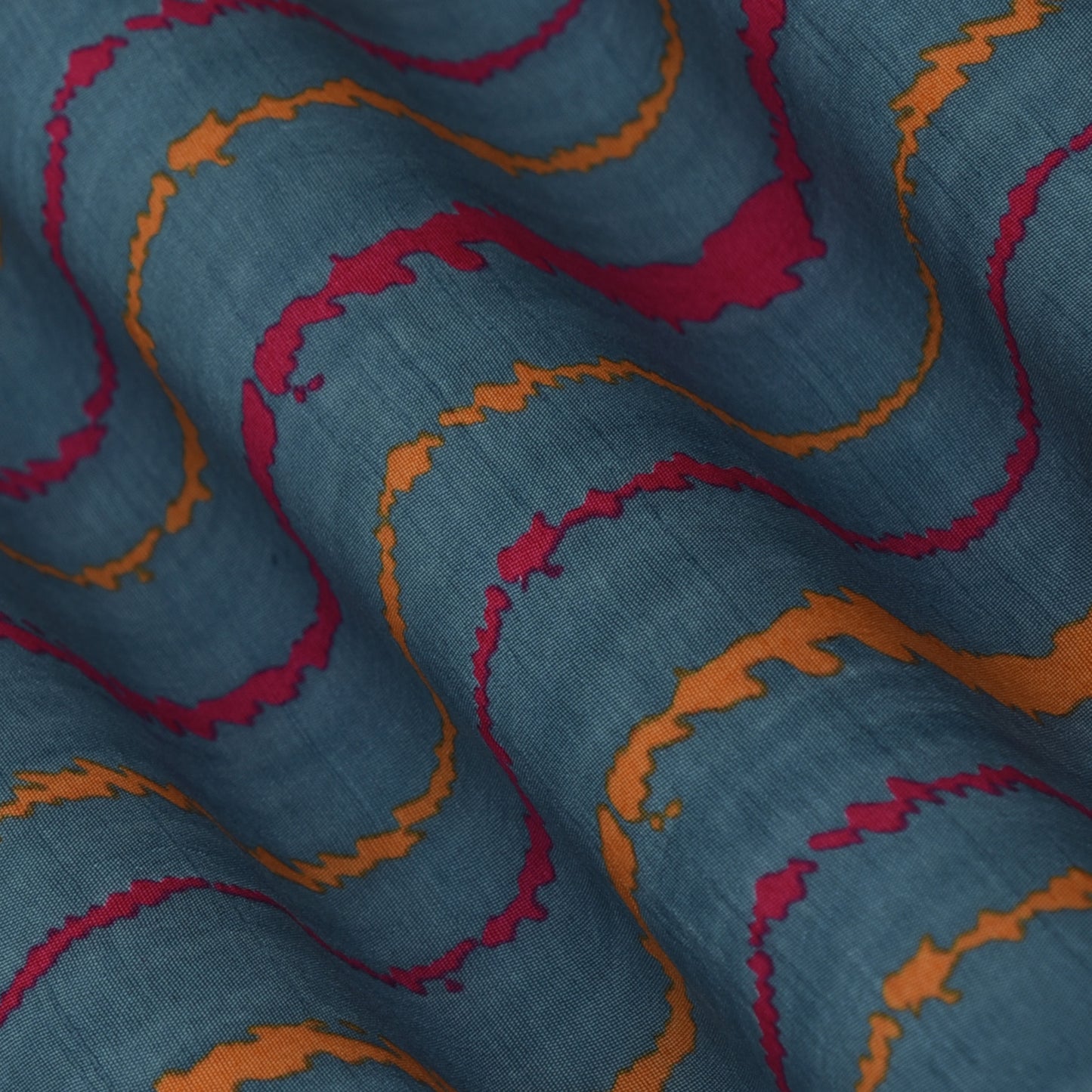 Multicolor Slub Chanderi Print Fabric