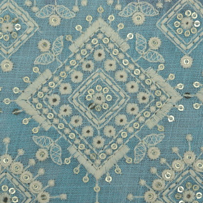 Linen Border Print Embroidery Fabric