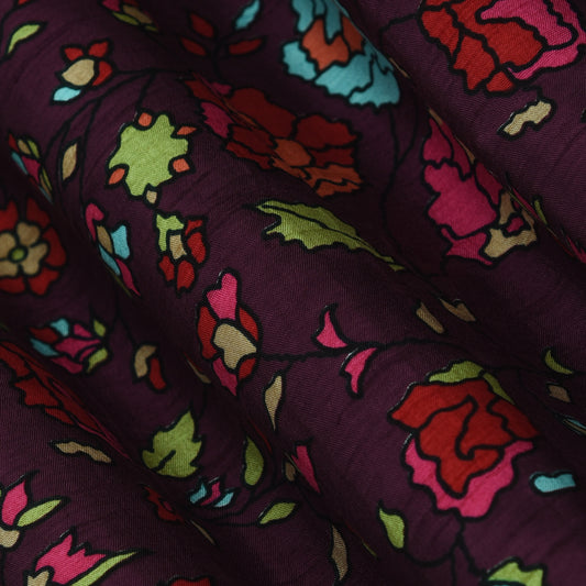 Multicolor Slub Chanderi Print Fabric