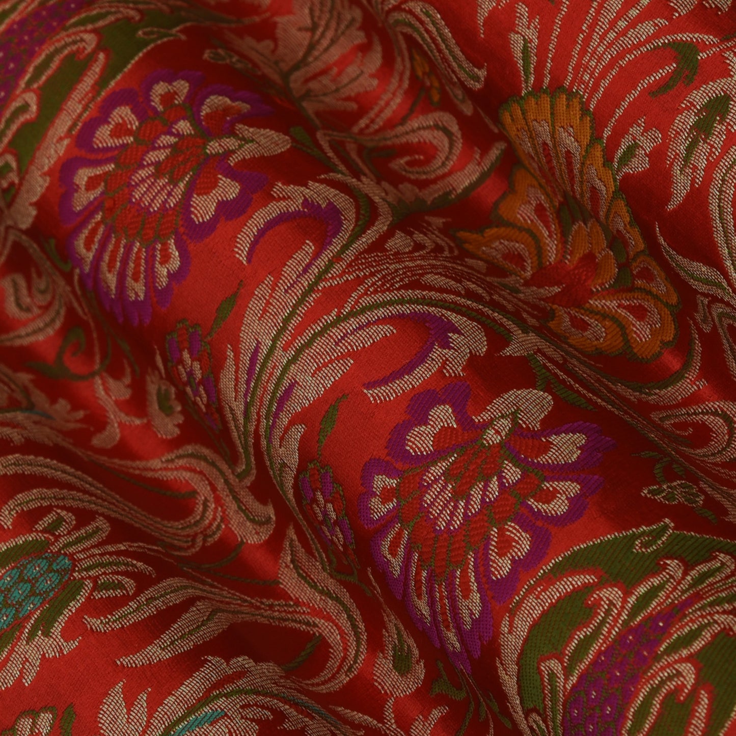 Multicolor Kimkhab Brocade Fabric