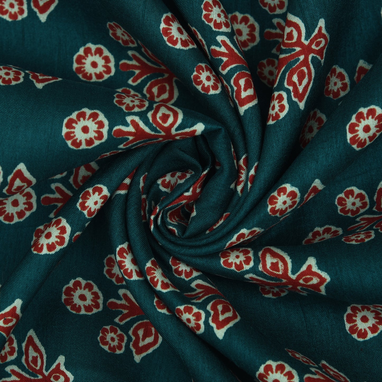 Multicolor Slub Chanderi Print Fabric