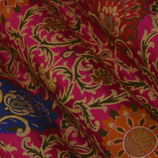 Multicolor Kimkhab Brocade Fabric