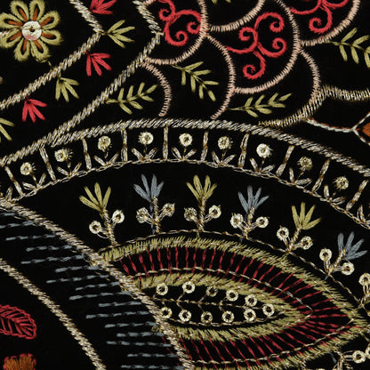 Black Color Velvet Embroidery Fabric