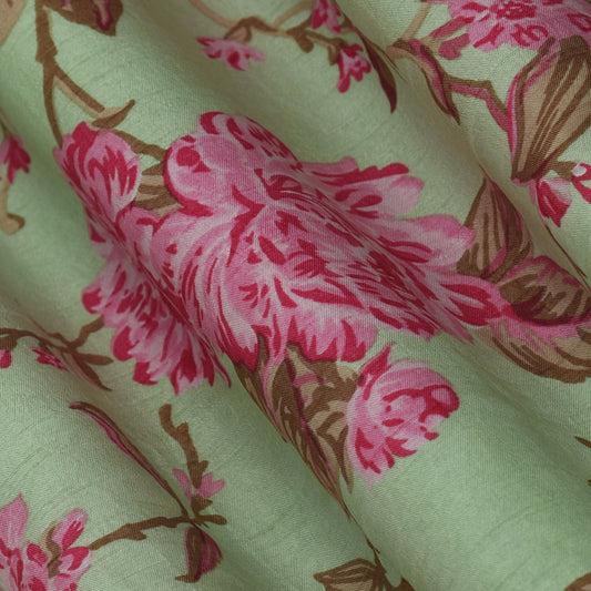 Multicolor Slub Chanderi Print Febric