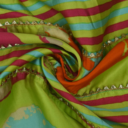 Multicolor Modal Satin Print Gota Work Fabric