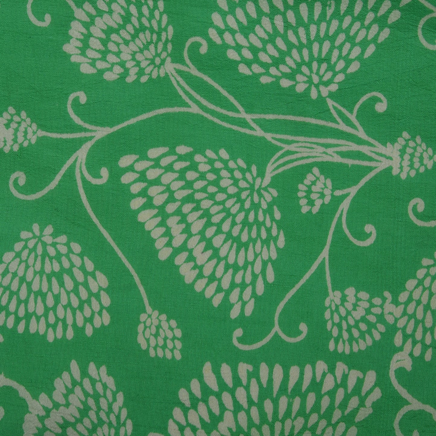 Green Color Kora Silk Print Fabric