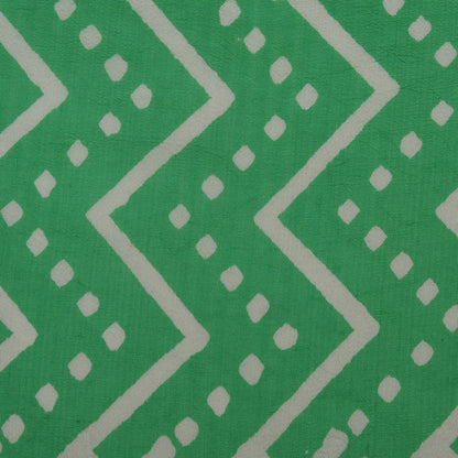 Green Color Kora Silk Print Fabric