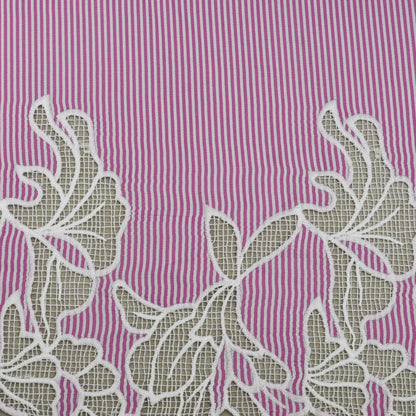 Crepe Stripe Border Embroidery Fabric