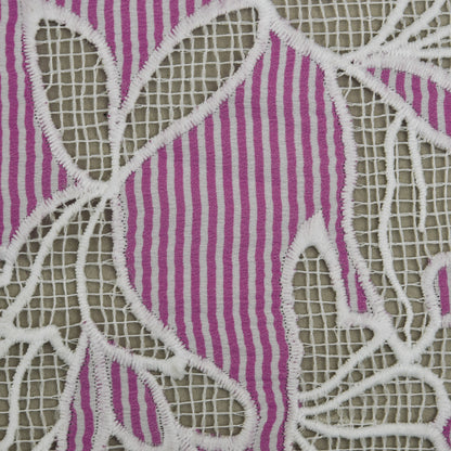 Crepe Stripe Border Embroidery Fabric