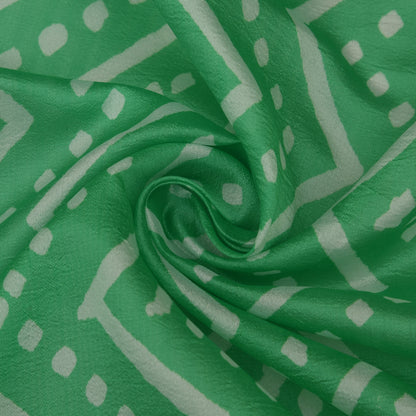 Green Color Kora Silk Print Fabric