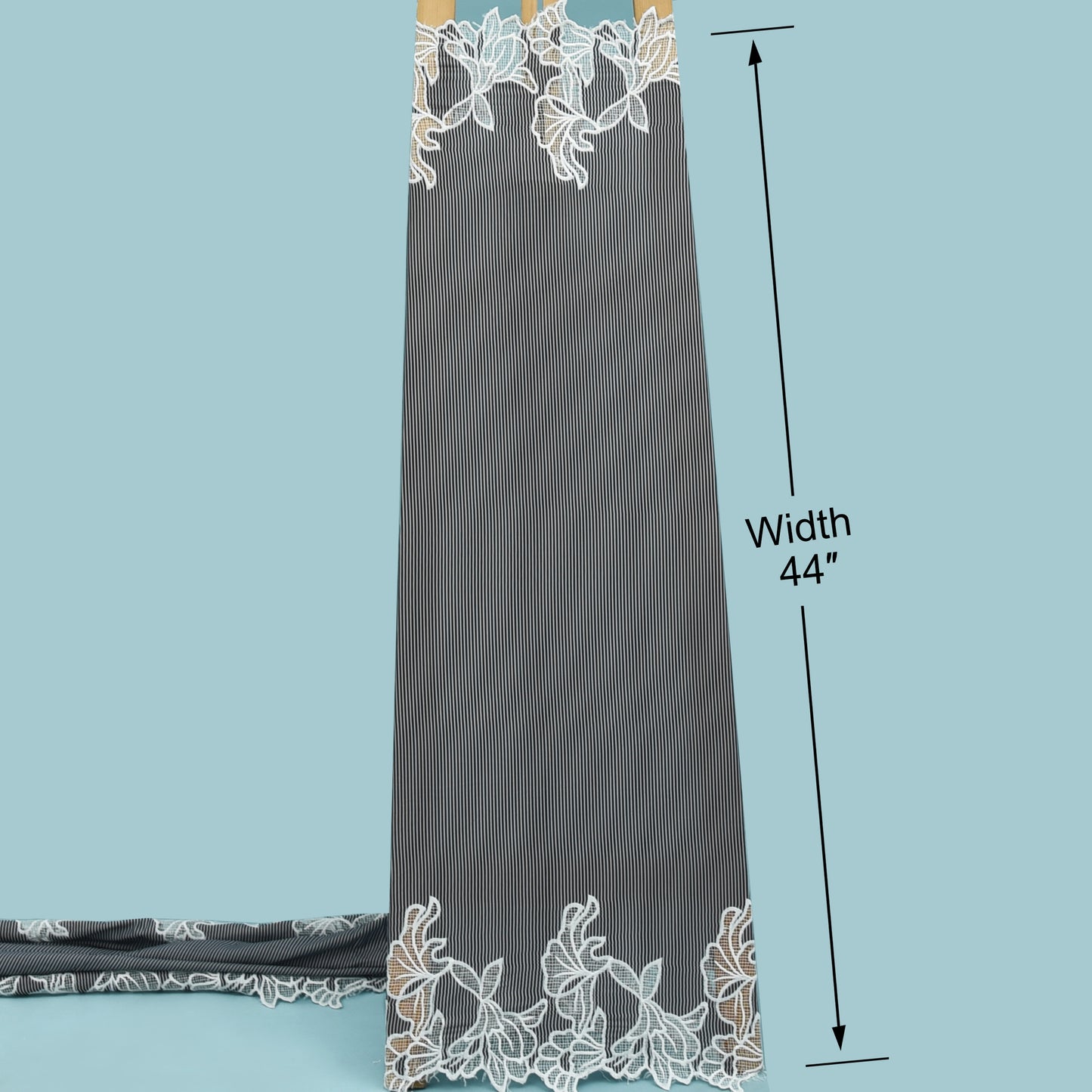 Crepe Stripe Border Embroidery Fabric