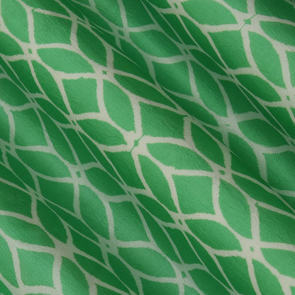 Green Color Kora Silk Print Fabric