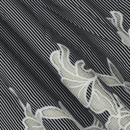 Crepe Stripe Border Embroidery Fabric