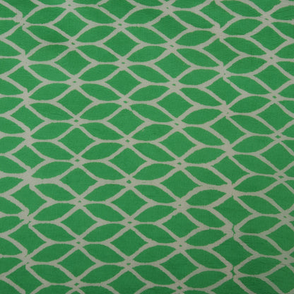 Green Color Kora Silk Print Fabric