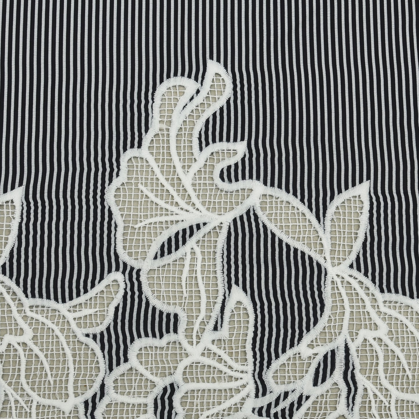 Crepe Stripe Border Embroidery Fabric