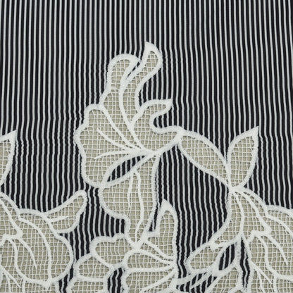 Crepe Stripe Border Embroidery Fabric