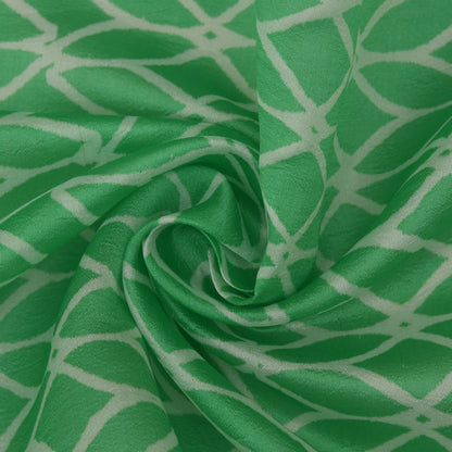 Green Color Kora Silk Print Fabric