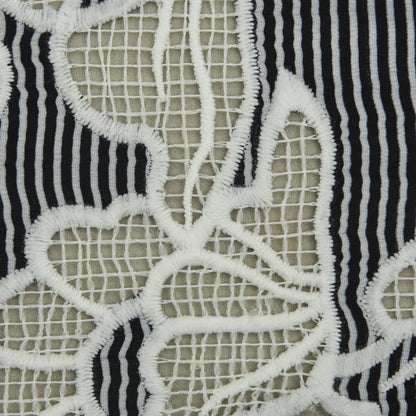 Crepe Stripe Border Embroidery Fabric